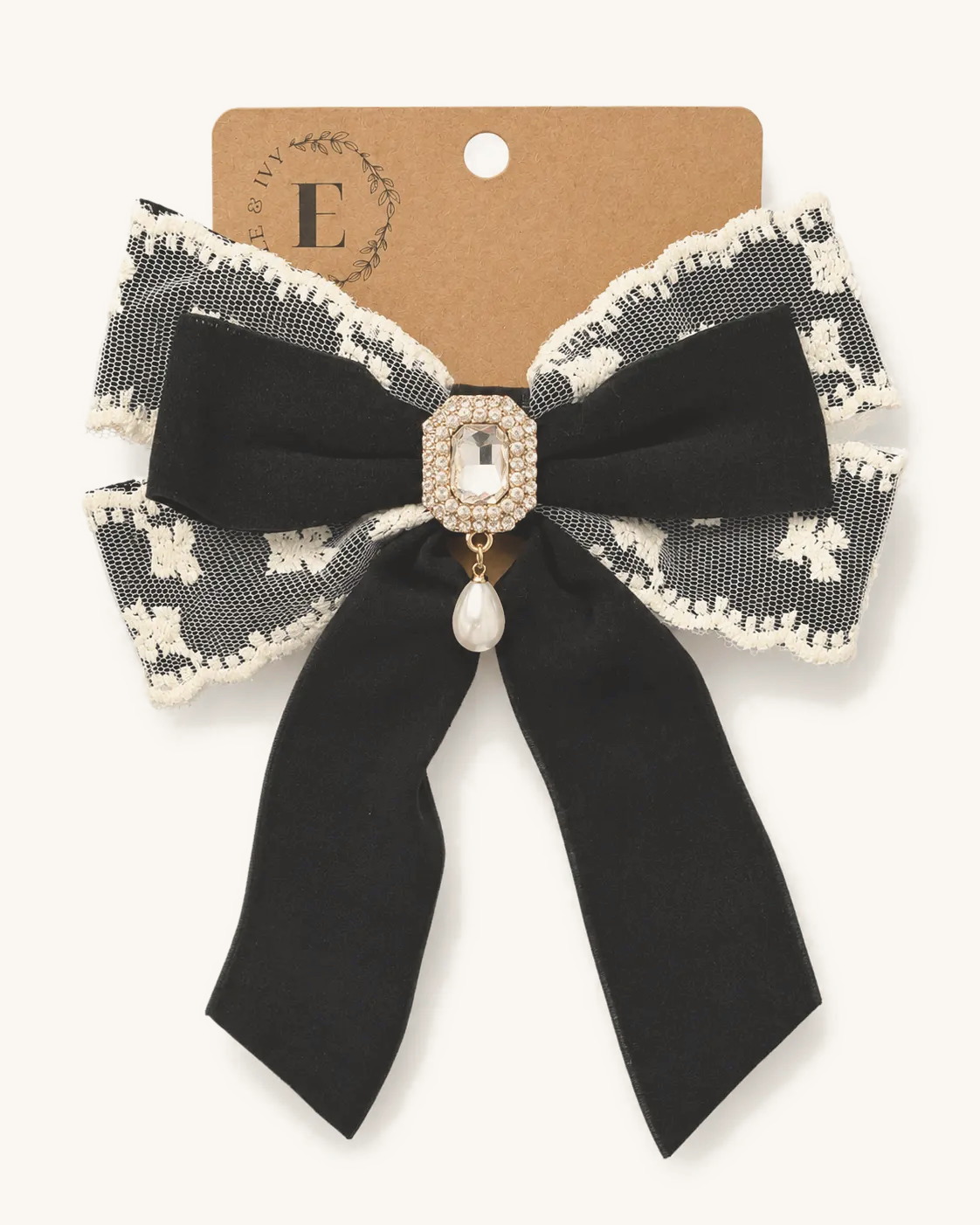 Noir Velvet Jewel Bow