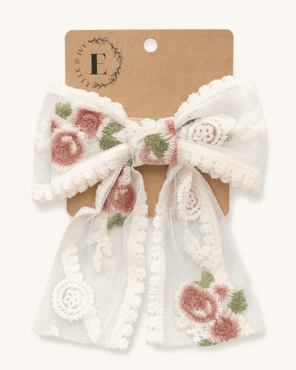 English Rose Tulle Bow — on the Elle & Ivy packaging card