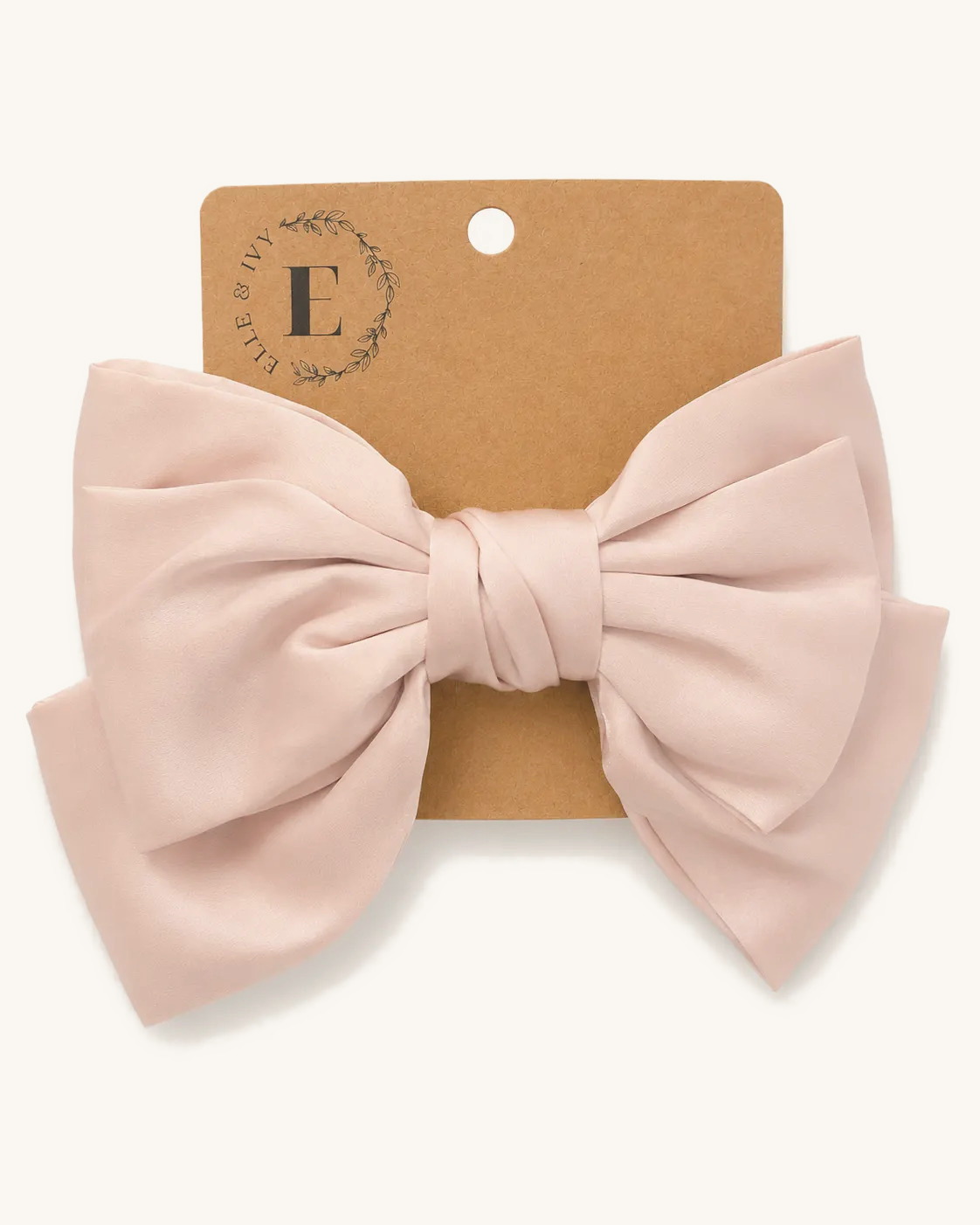Blush Satin Bow — on the Elle & Ivy packaging card