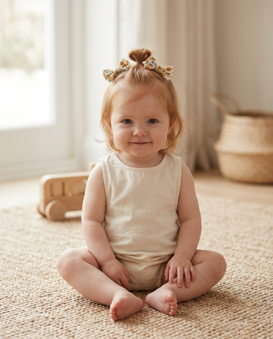 Buttercup Floral Bow Set — worn in a child's hair