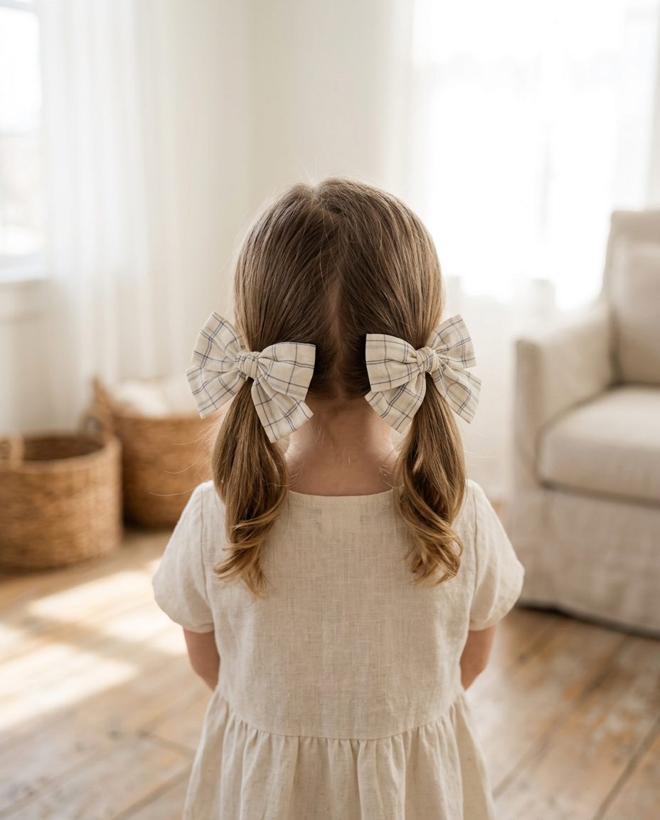 Ivory Windowpane Bow Set