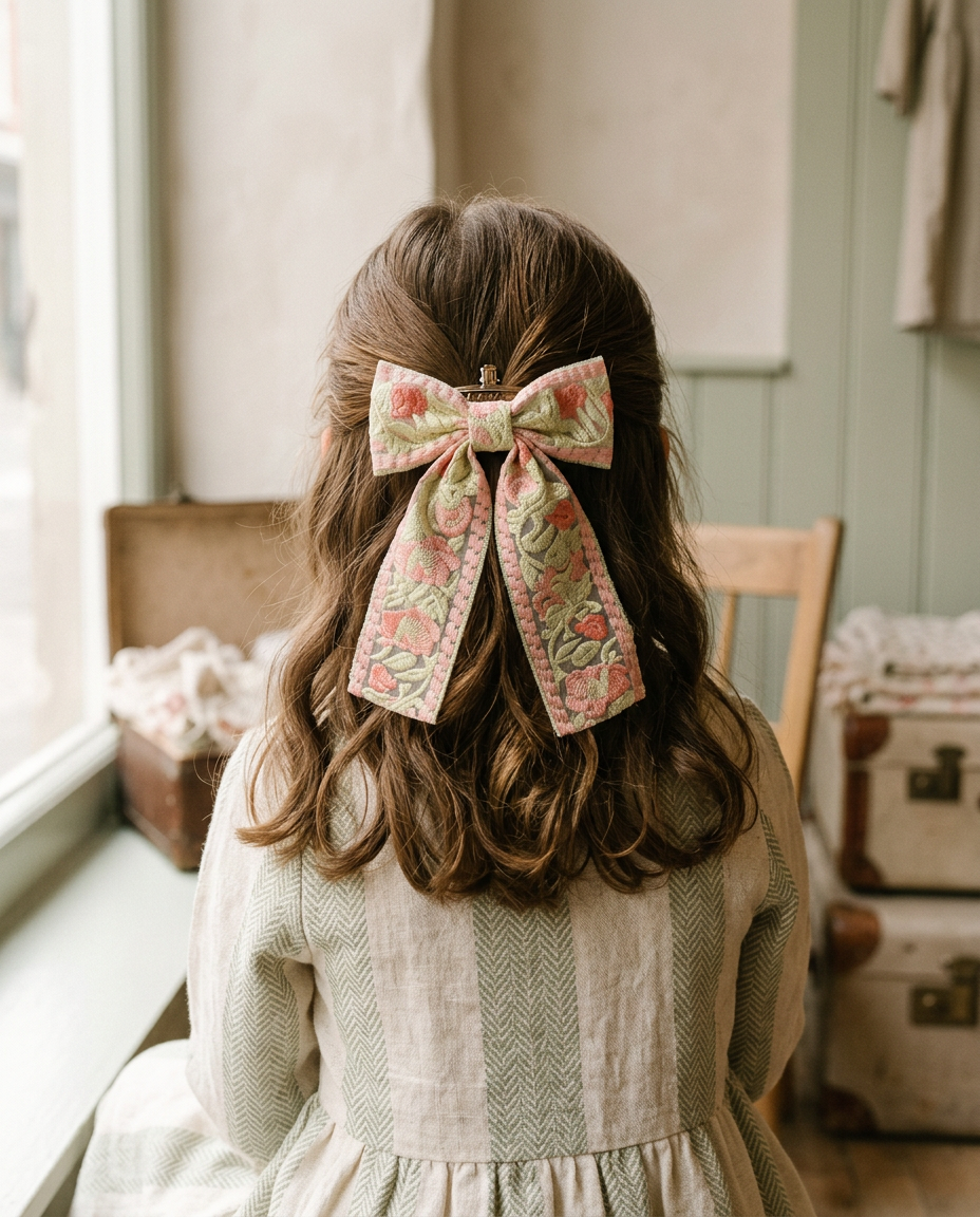 Rose Garden Embroidered Bow