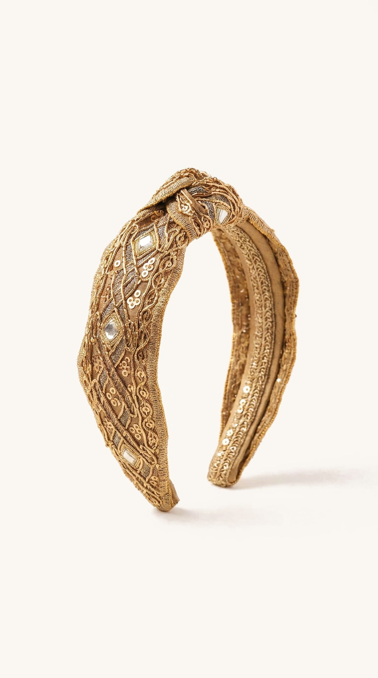 Antique Gold Knot Headband — on the Elle & Ivy packaging card