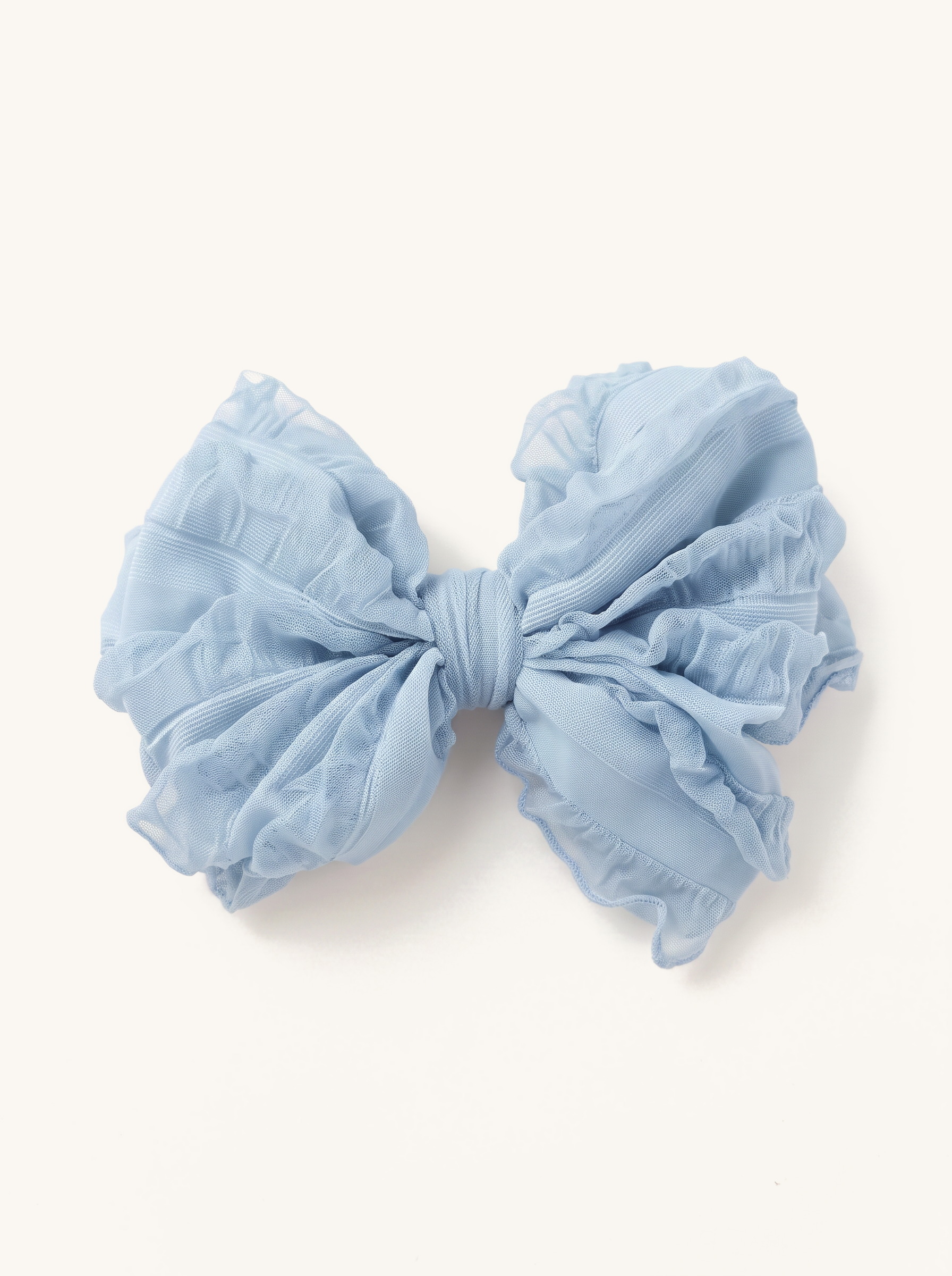 Powder Blue Ruffle Tulle Bow Headband — on the Elle & Ivy packaging card
