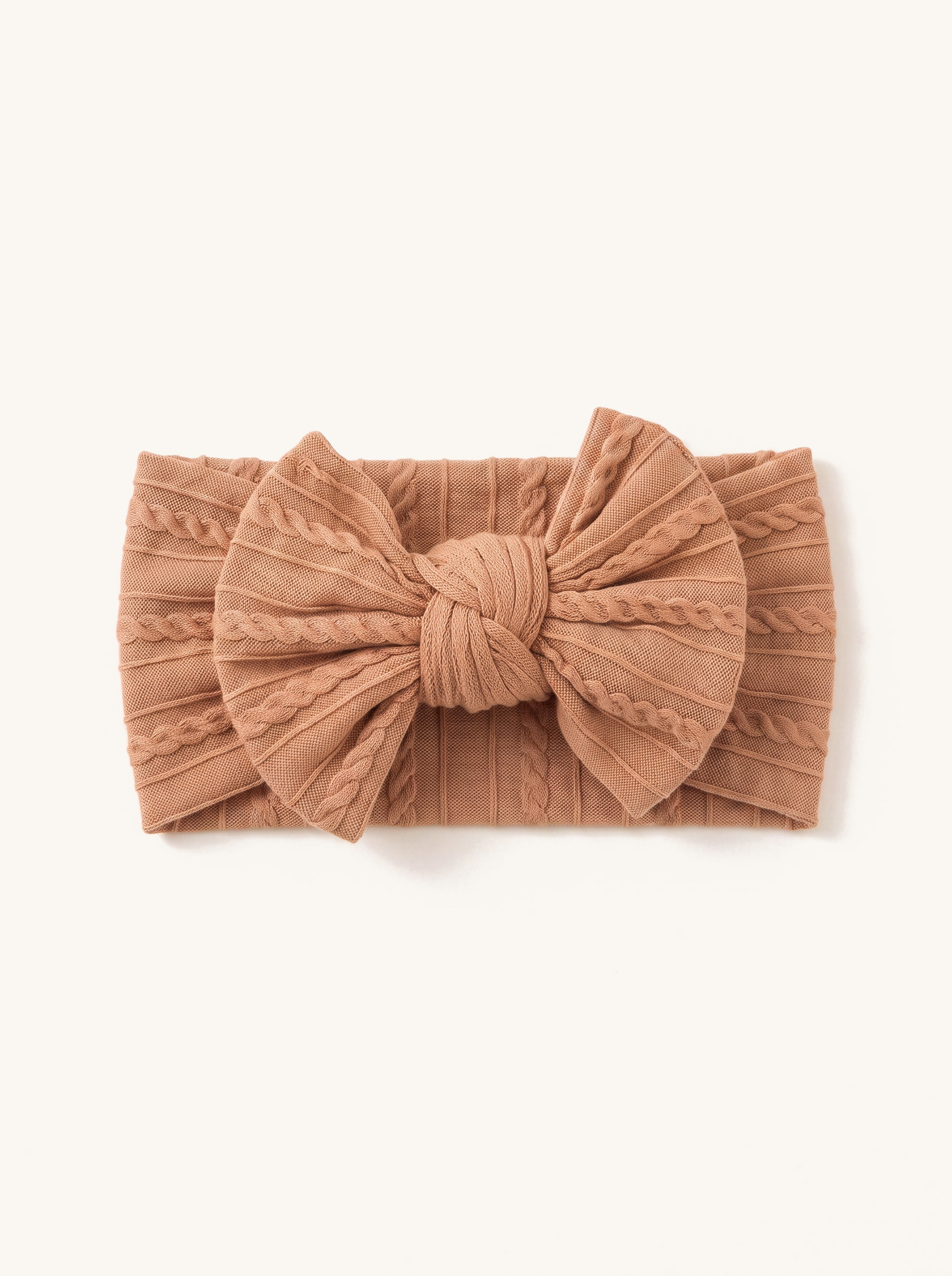 Caramel Cable Knit Bow Headband