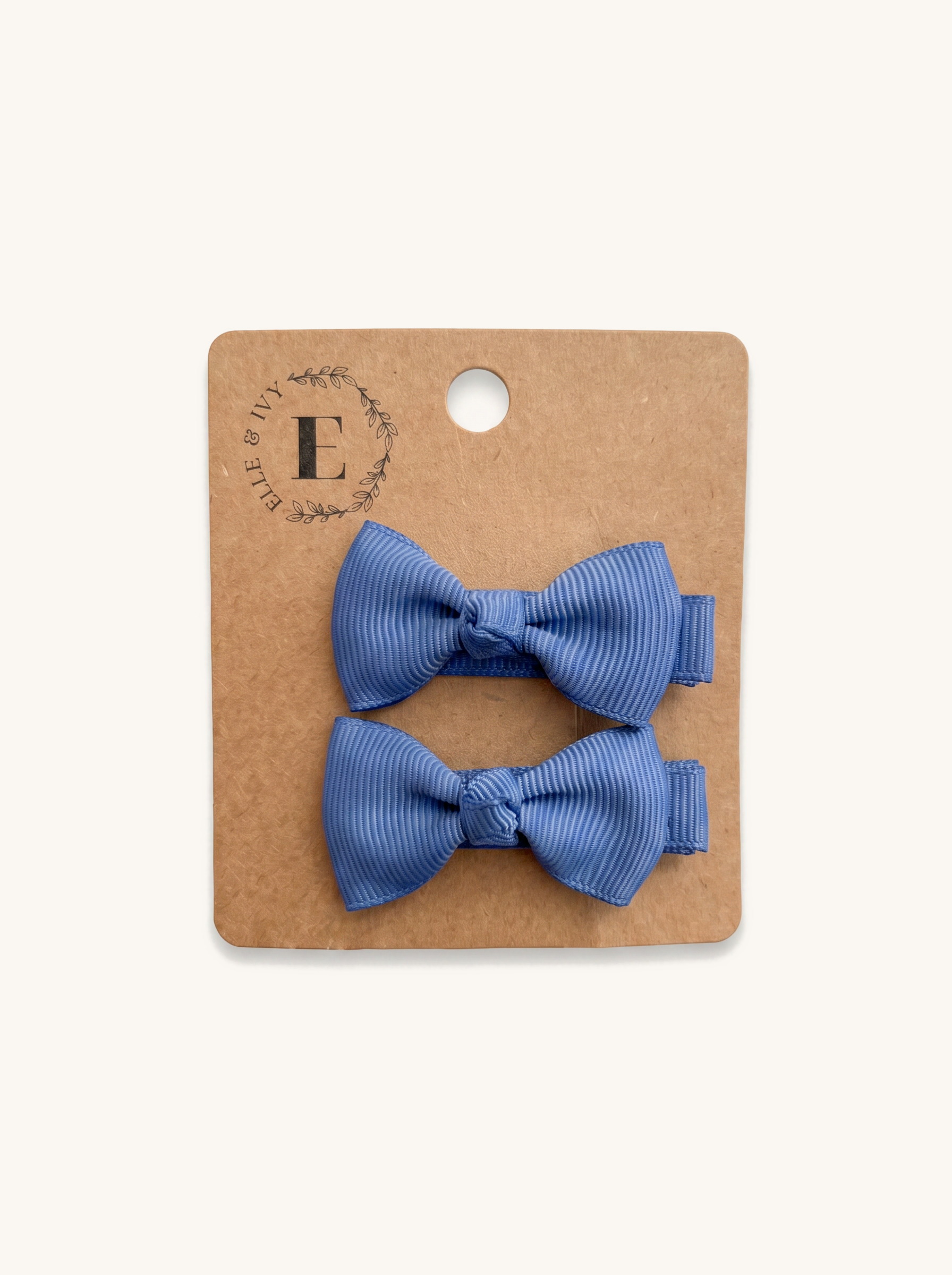 Cornflower Grosgrain Bow Set — on the Elle & Ivy packaging card