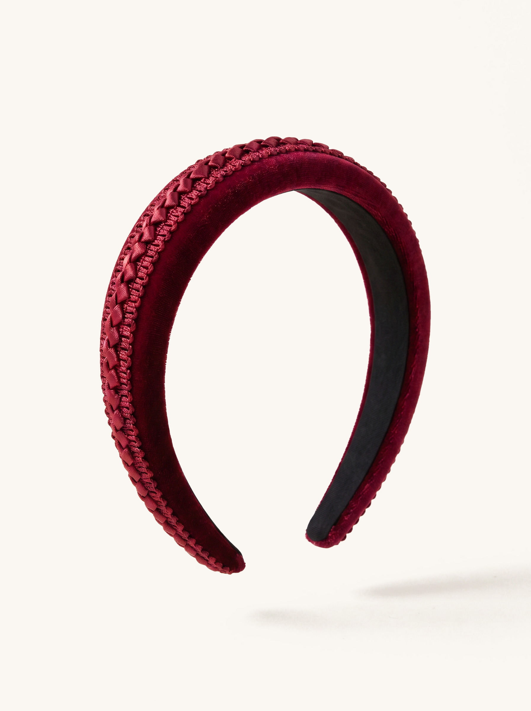 Crimson Velvet Braided Headband — on the Elle & Ivy packaging card