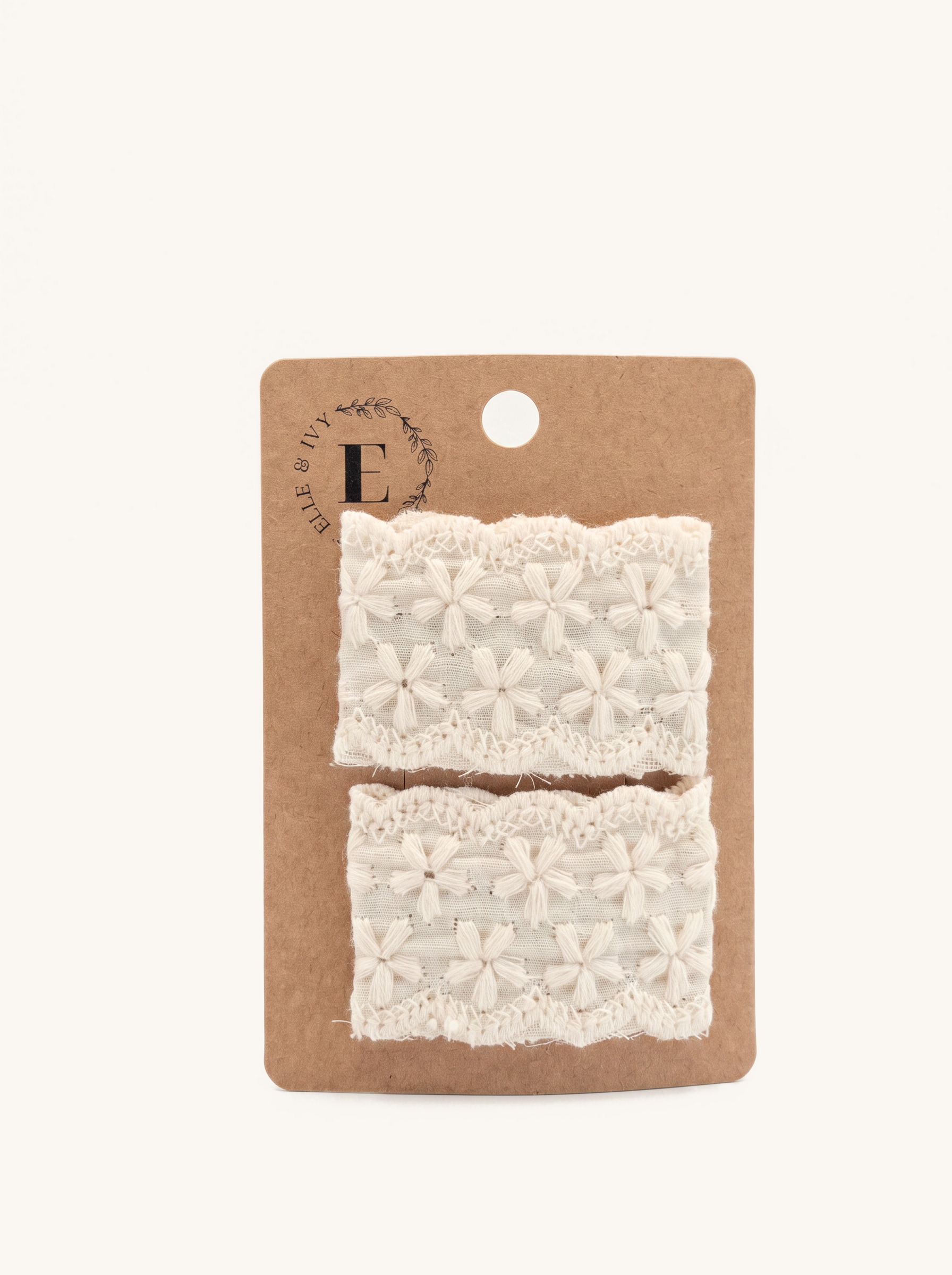 Eyelet Blossom Clip Set — on the Elle & Ivy packaging card