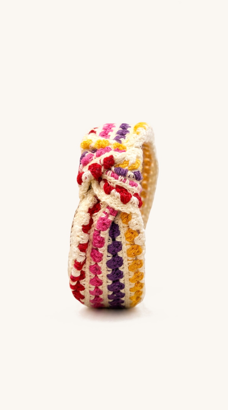 Fiesta Stripe Crochet Knot Headband — on the Elle & Ivy packaging card