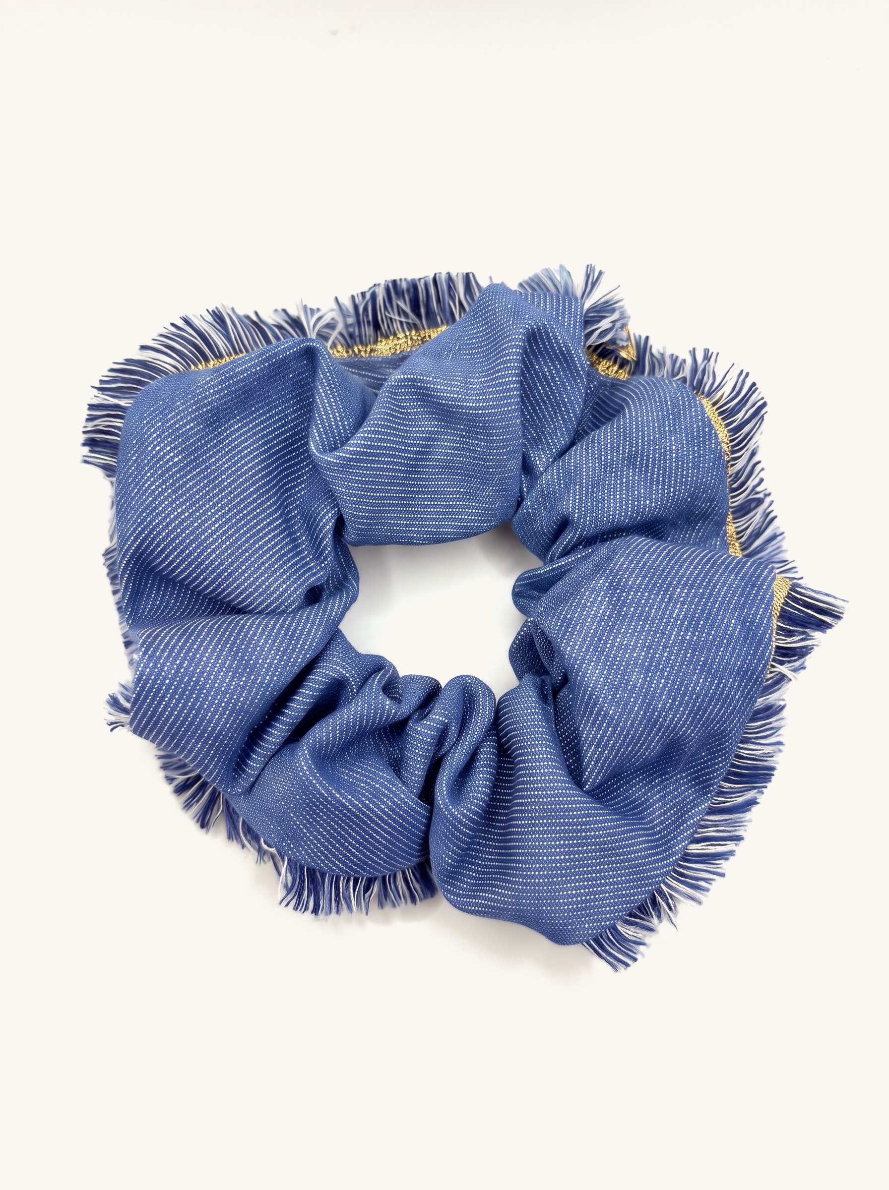 Frayed Denim Scrunchie — on the Elle & Ivy packaging card