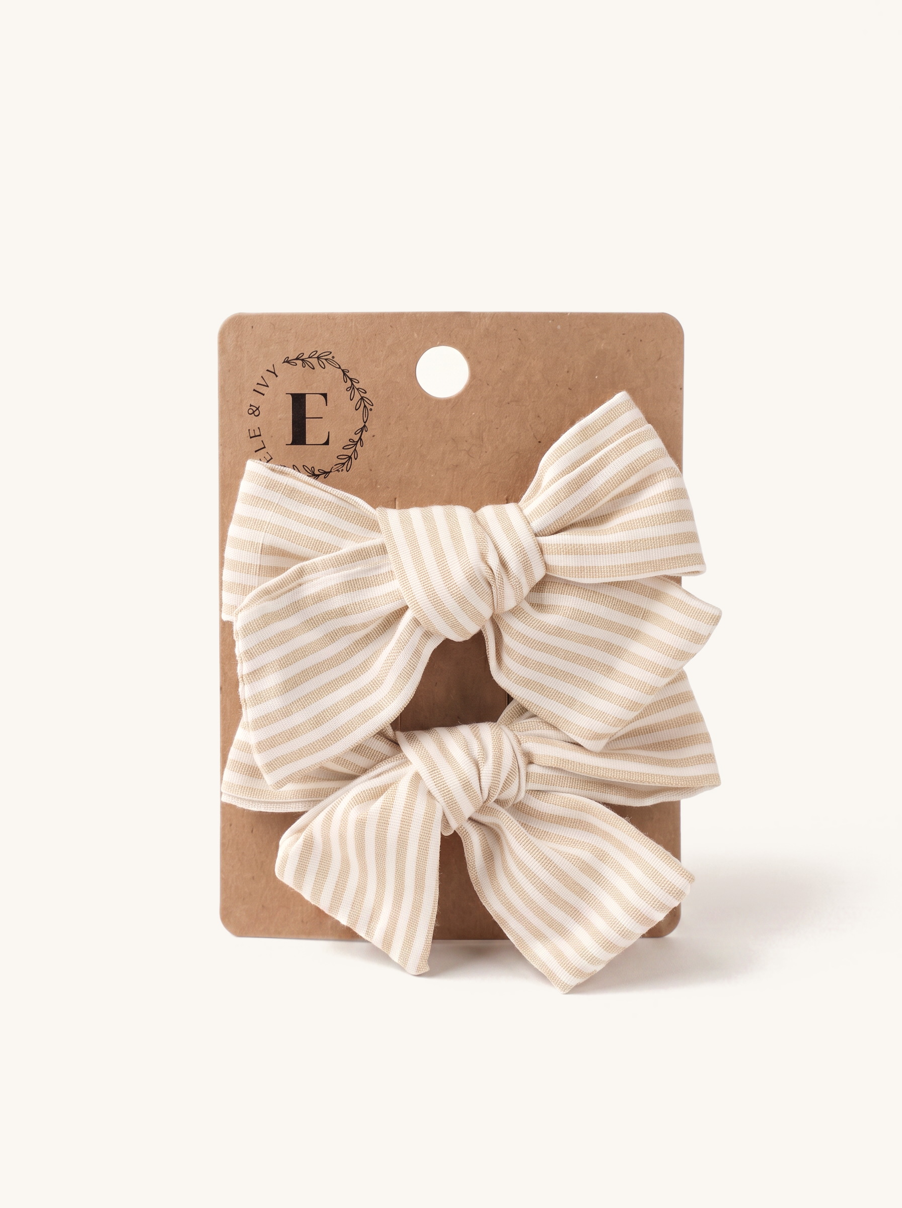 Honey Stripe Bow Set — on the Elle & Ivy packaging card