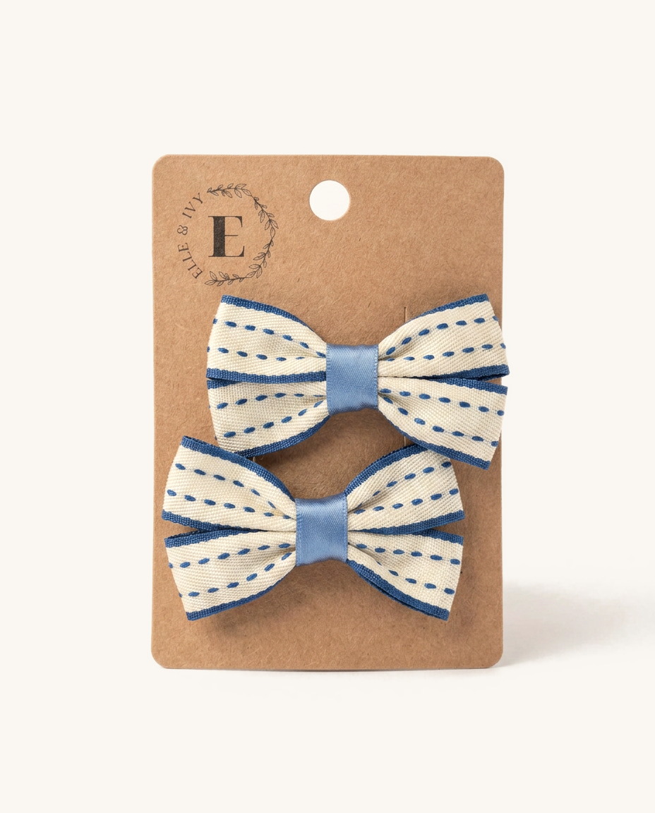 Nautical Stripe Ribbon Bow Set