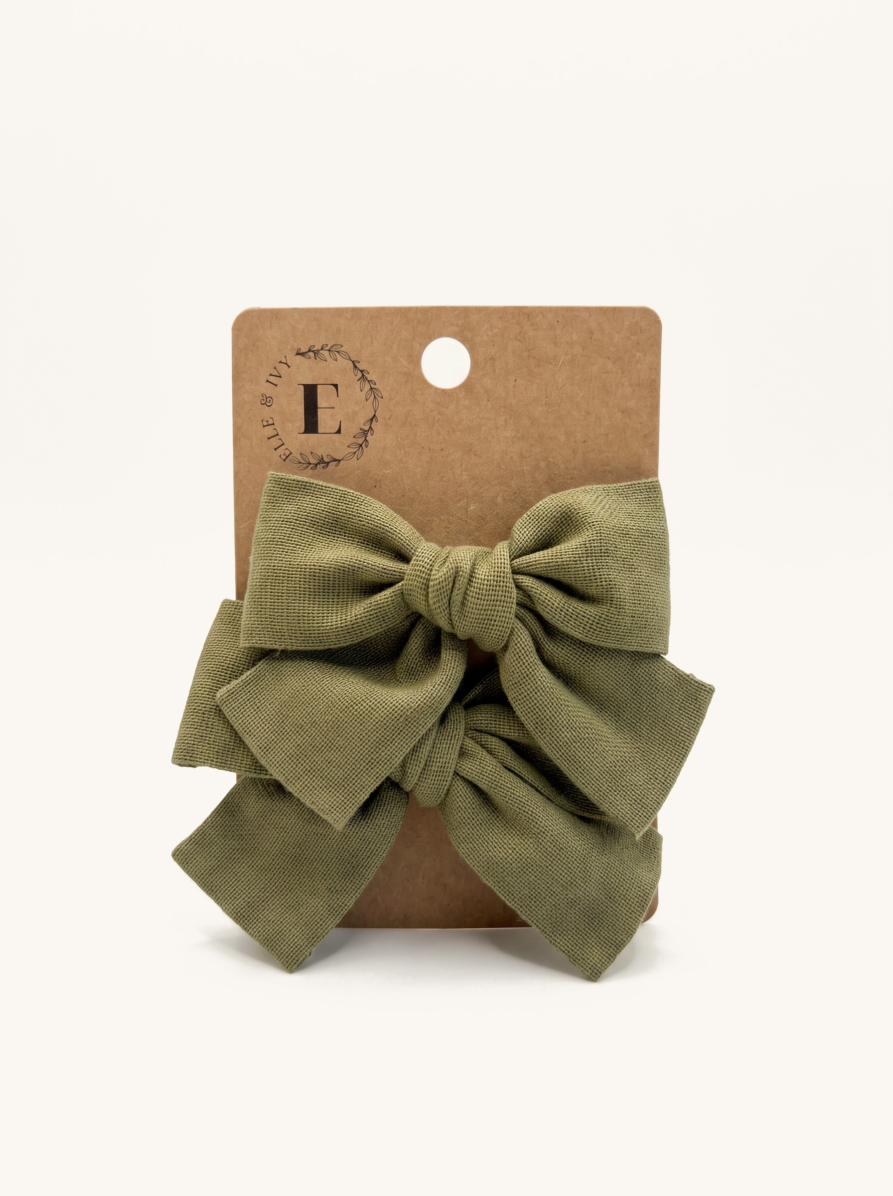 Olive Linen Bow