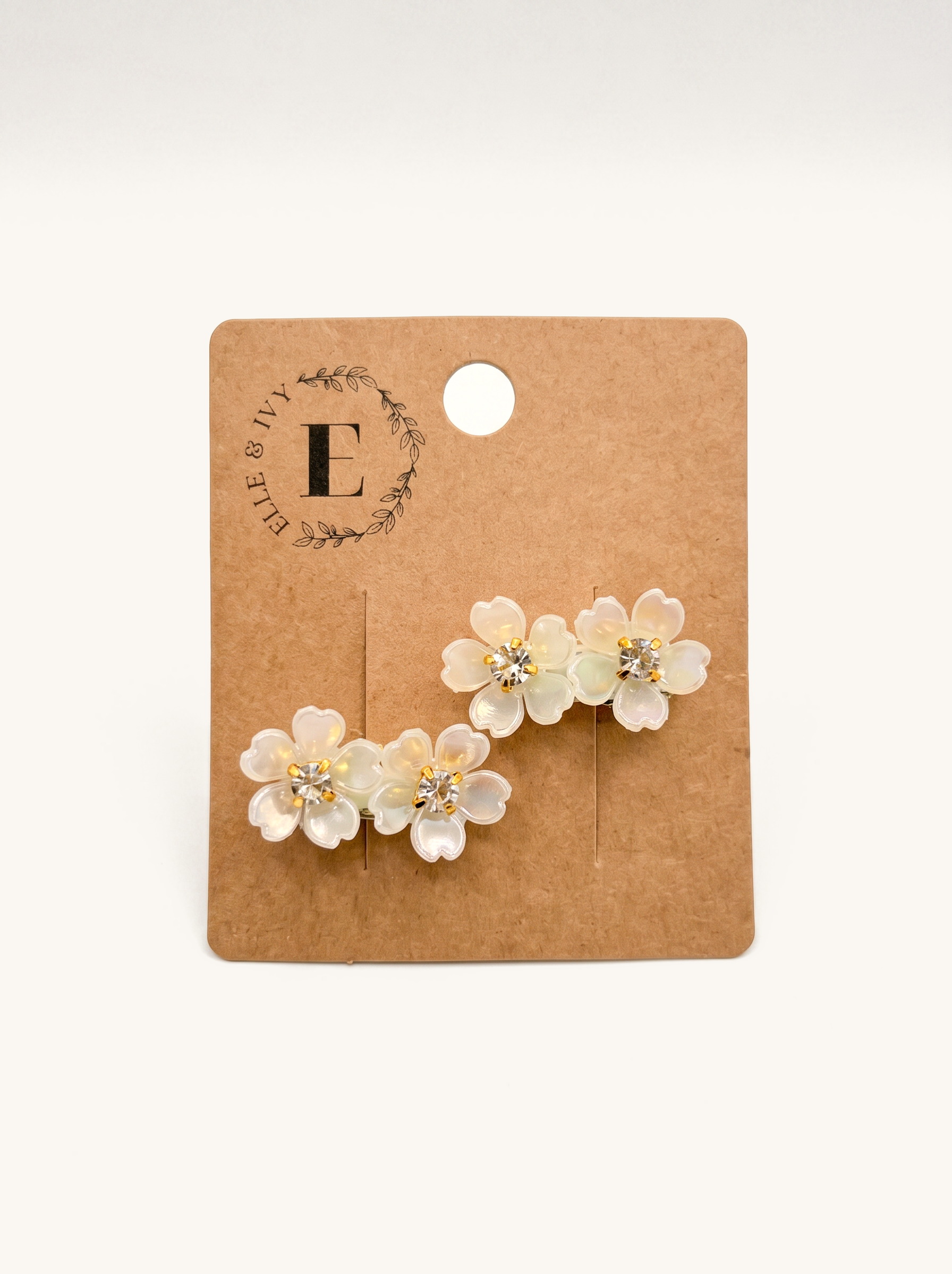 Opal Blossom Clip Set — on the Elle & Ivy packaging card
