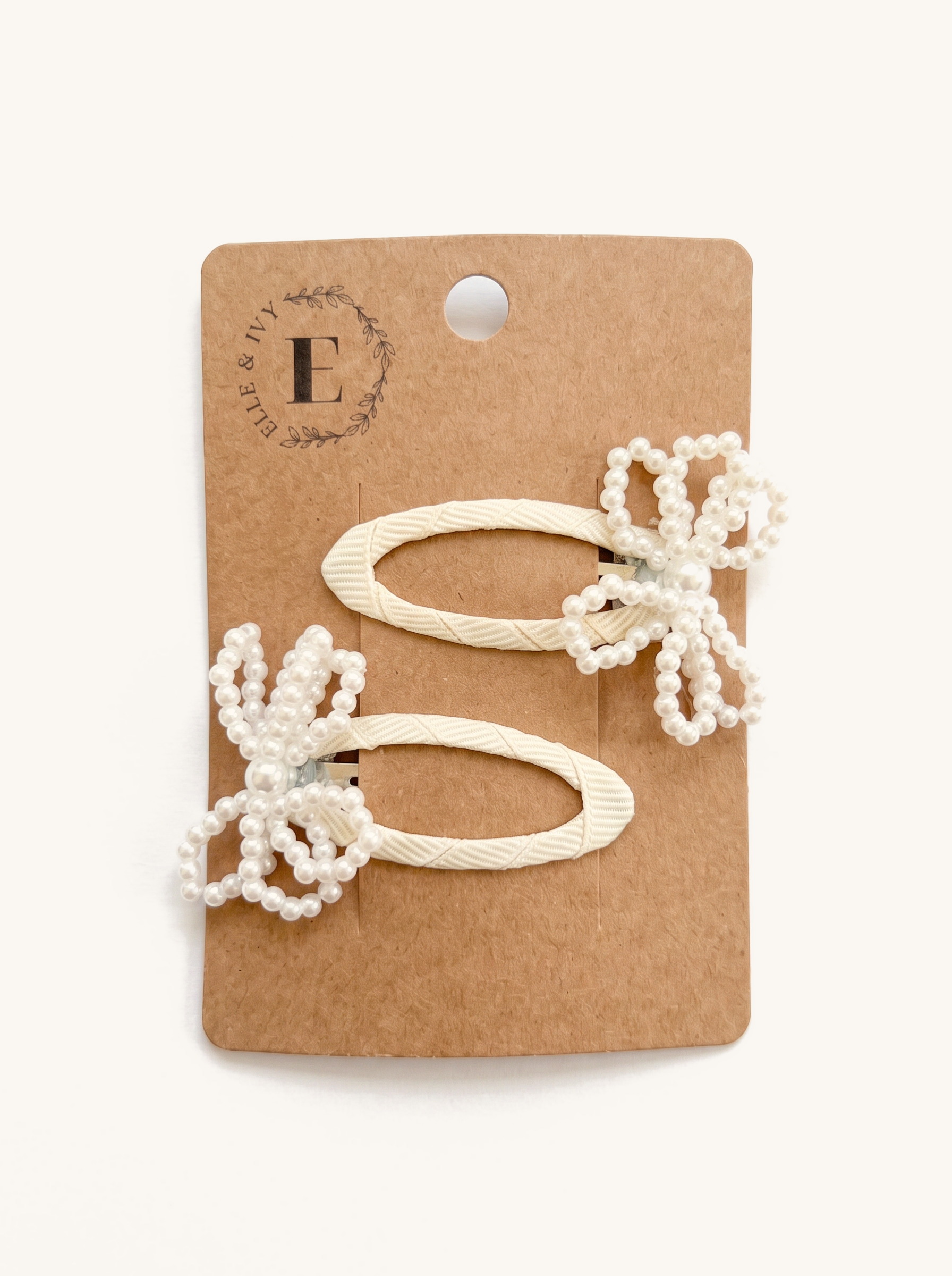 Pearl Blossom Snap Clip Set — on the Elle & Ivy packaging card