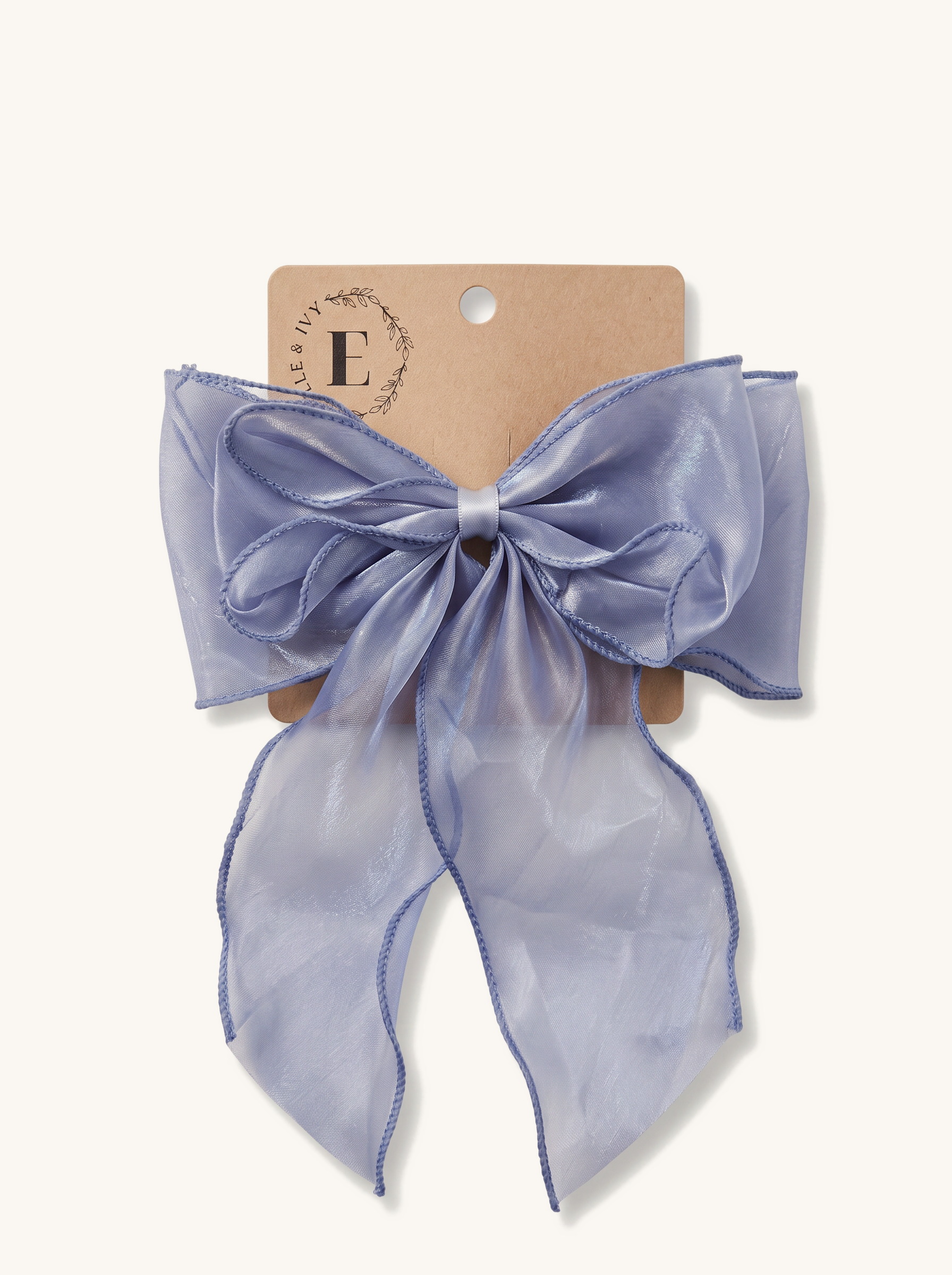 Periwinkle Organza Bow — on the Elle & Ivy packaging card