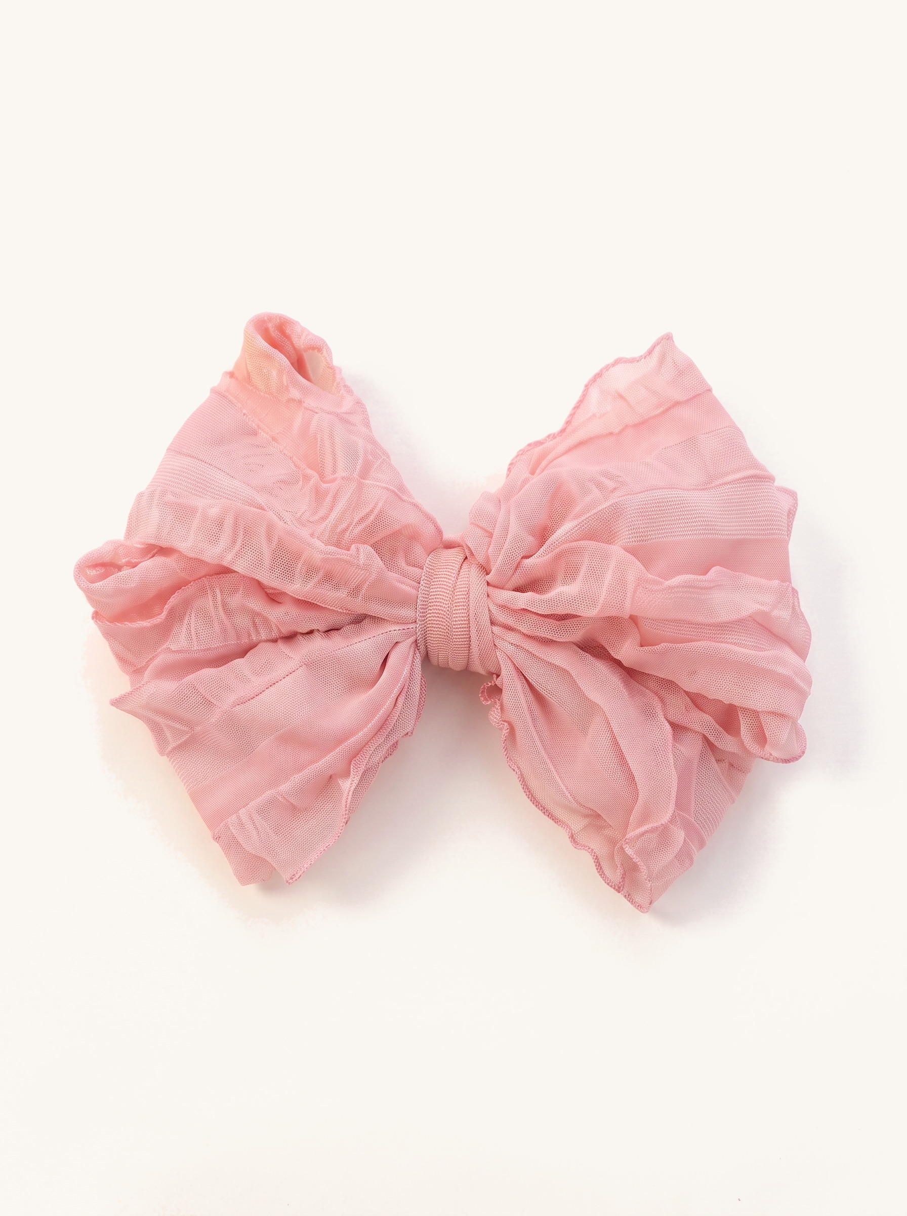 Pink Ruffle Tulle Bow Headband