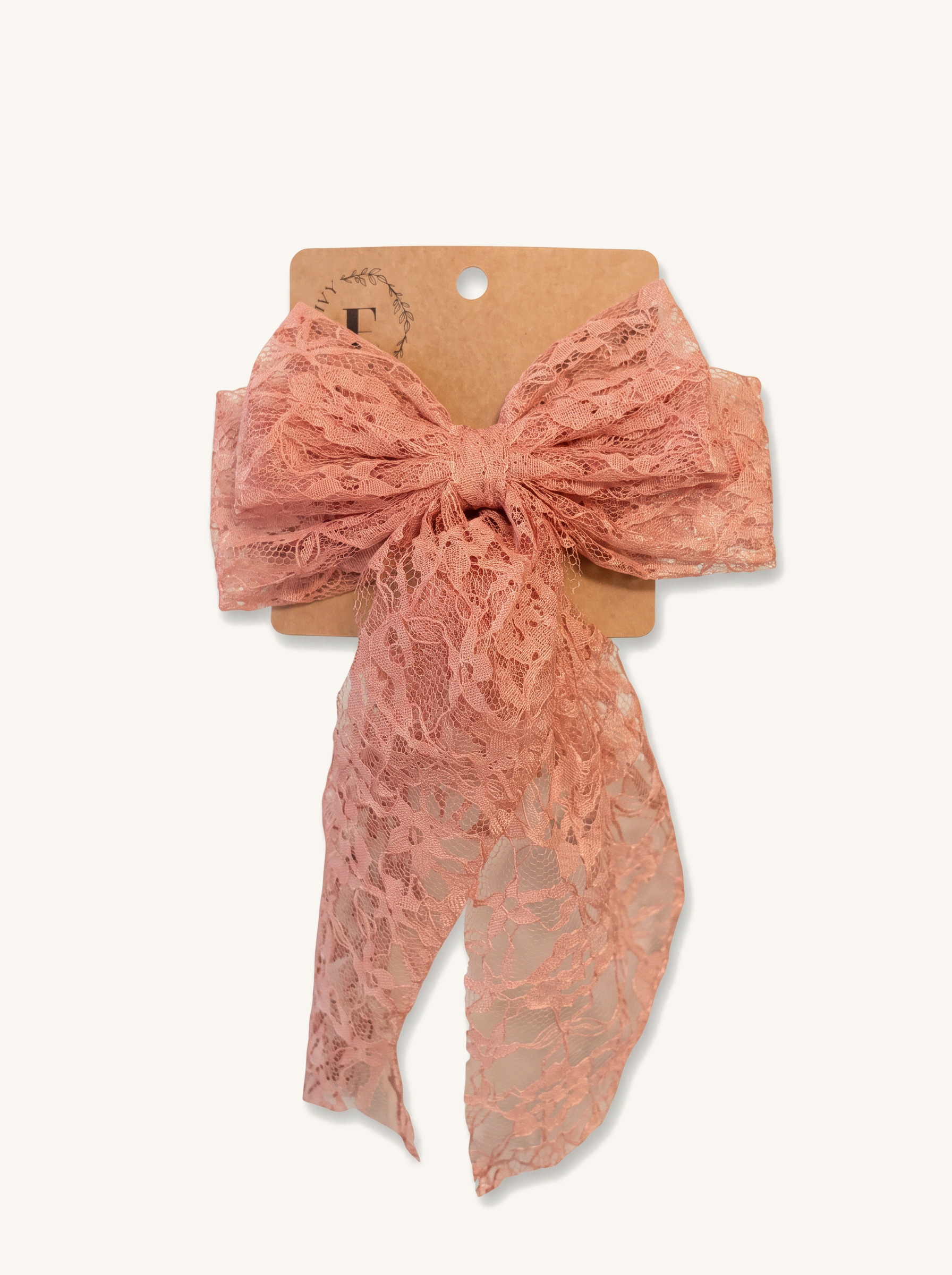 Rose Lace Sash Bow — on the Elle & Ivy packaging card