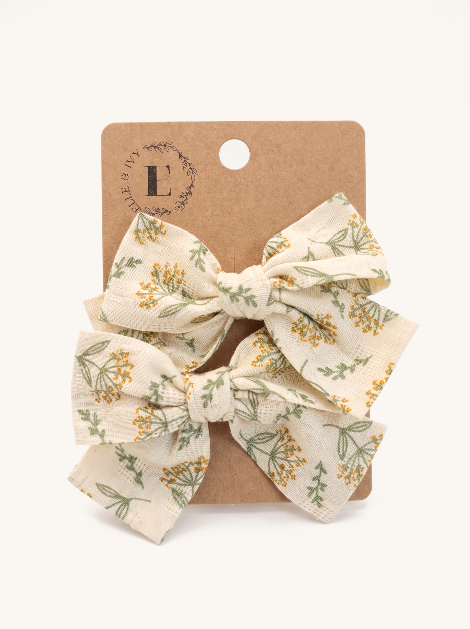 Wildflower Muslin Bow Set — on the Elle & Ivy packaging card